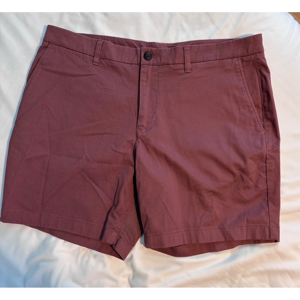 Hawker Rye Mens Chino Shorts 36x7 Mauve Pink Cotton Stretch Flat Front Casual